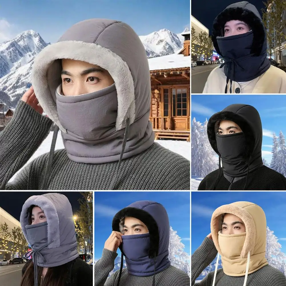 Riding Hat Windproof Winter Face Guard With Breathable Nose Mouth Warm Velvet Lining 360 Degree Coverage Skiing Neck Gaiter