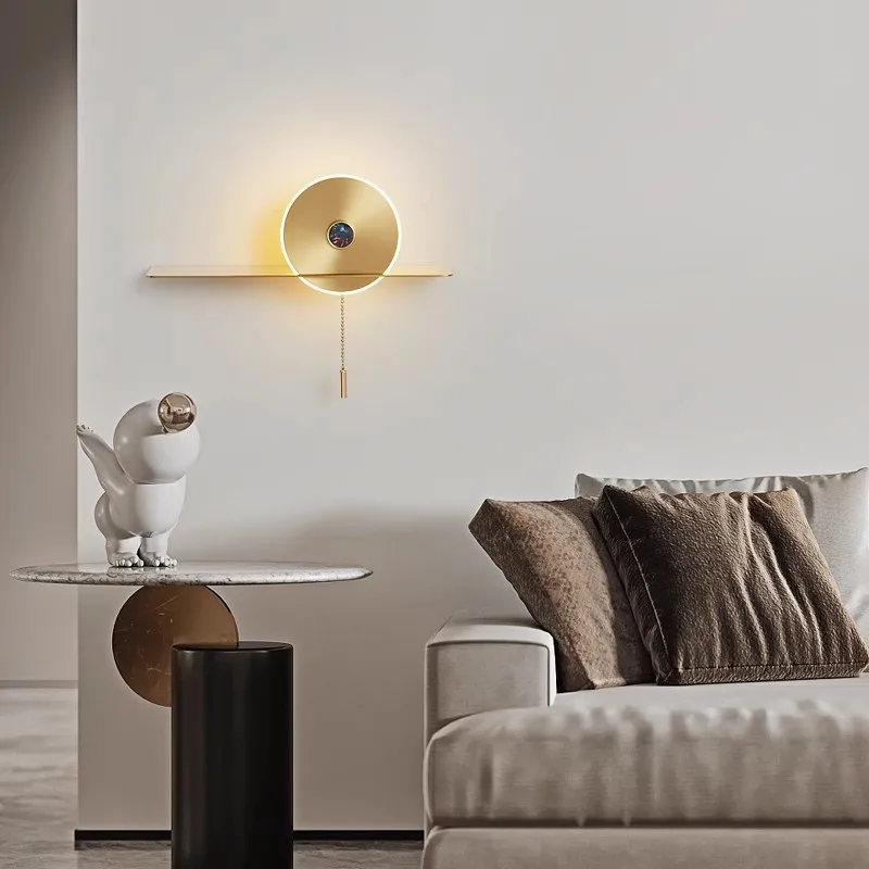 Nordic minimalist wall lamp with zipper switch, bedroom bedside lamp, minimalist modern hallway, living room, study wall lamp