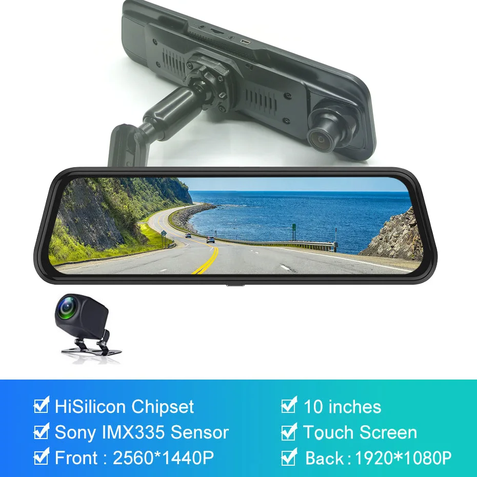 

Универсальный автомобильный видеорегистратор с зеркалом заднего вида 9,66 дюйма, FHD 1080P, поддержка Android Auto, с специальным креплением.