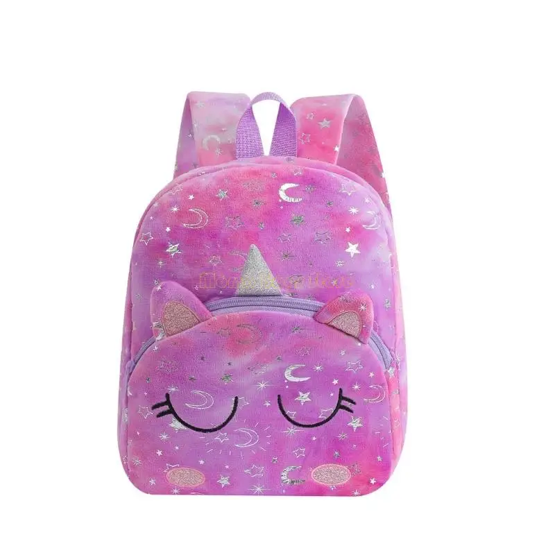 X90d Kinder Rucksack Rainbow Animal Design Plüsch Buchbeutel Vorschulmädchen Schultasche mit einstellbarem Riemen