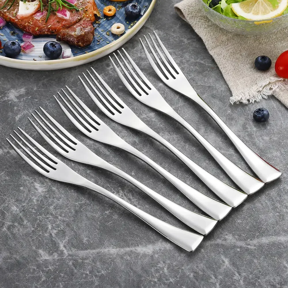 6Pcs Stainless Steel Dinner Fork Set 4 Colors Black Rose Gold Dessert Fork Tableware Dinnerware Mirror Polished  Dishwasher safe