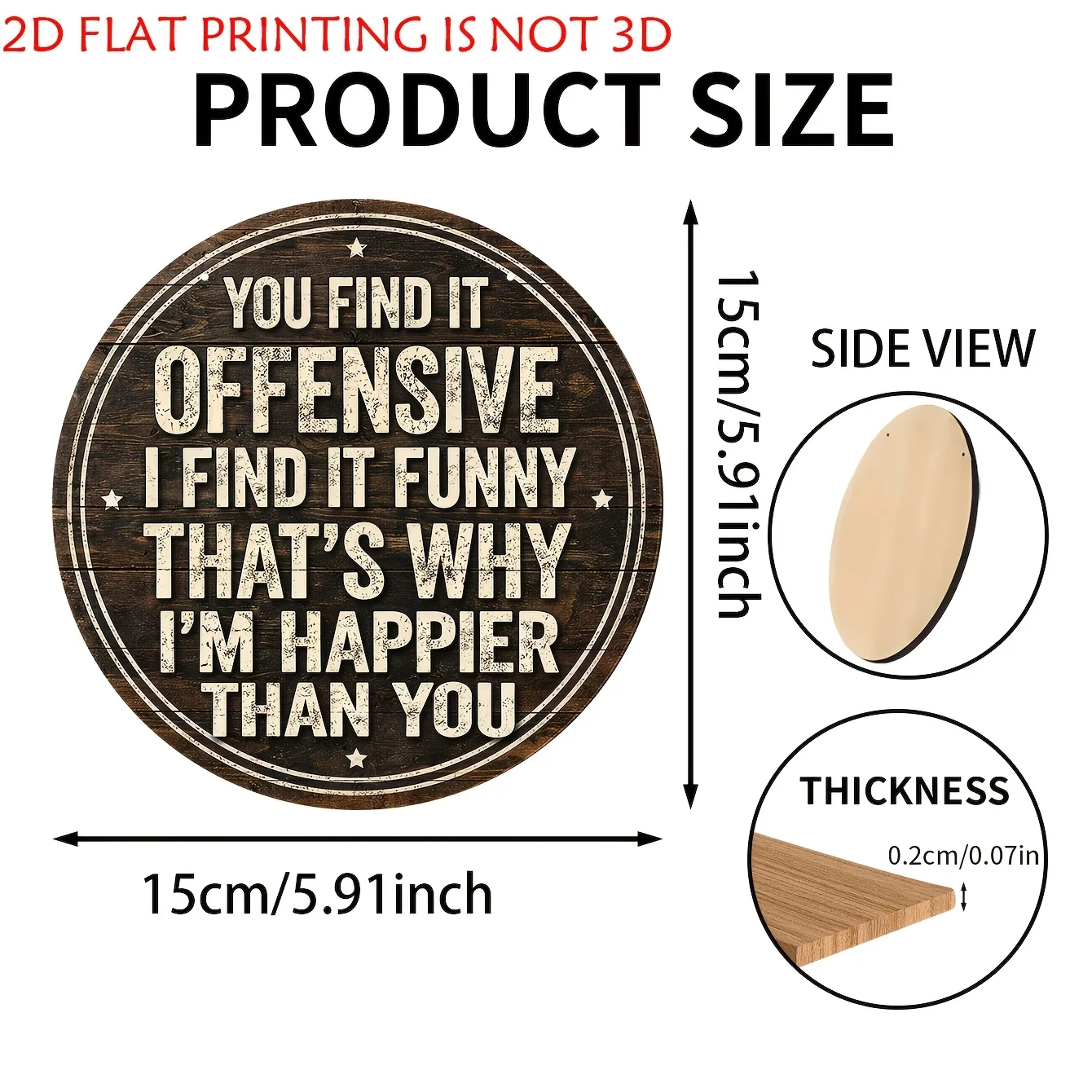 2D Flat, 1pcs Wooden Decorative Sign & Plaque, 