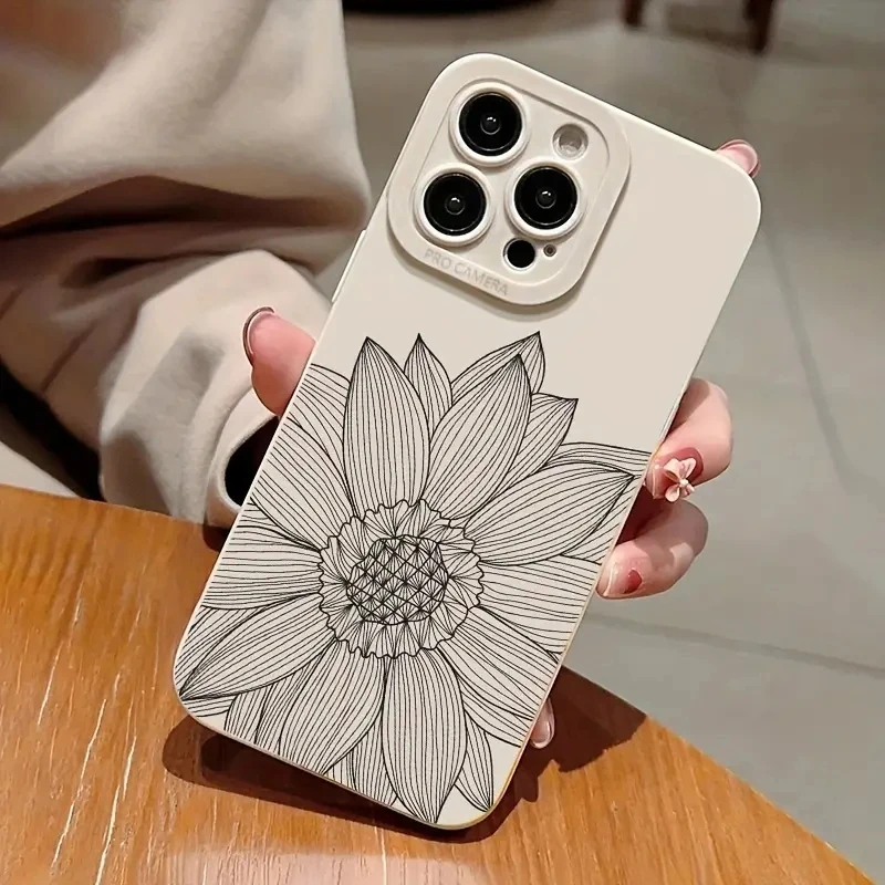 Sunflower Pattern Shockproof Silicone Phone Case For iPhone 14 15 Pro Max 11 12 13 Mini SE 7 8 Plus X XR XS MAX Protective Cover