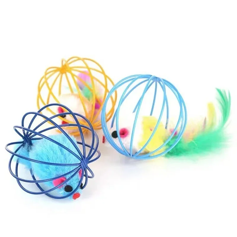 Funny Stick Feather Wand Cat Toys with Bell Interactive Cat Toy Pet Kitten Playing Mouse Ball Cage Cat Teaser Toy Pet Supplies