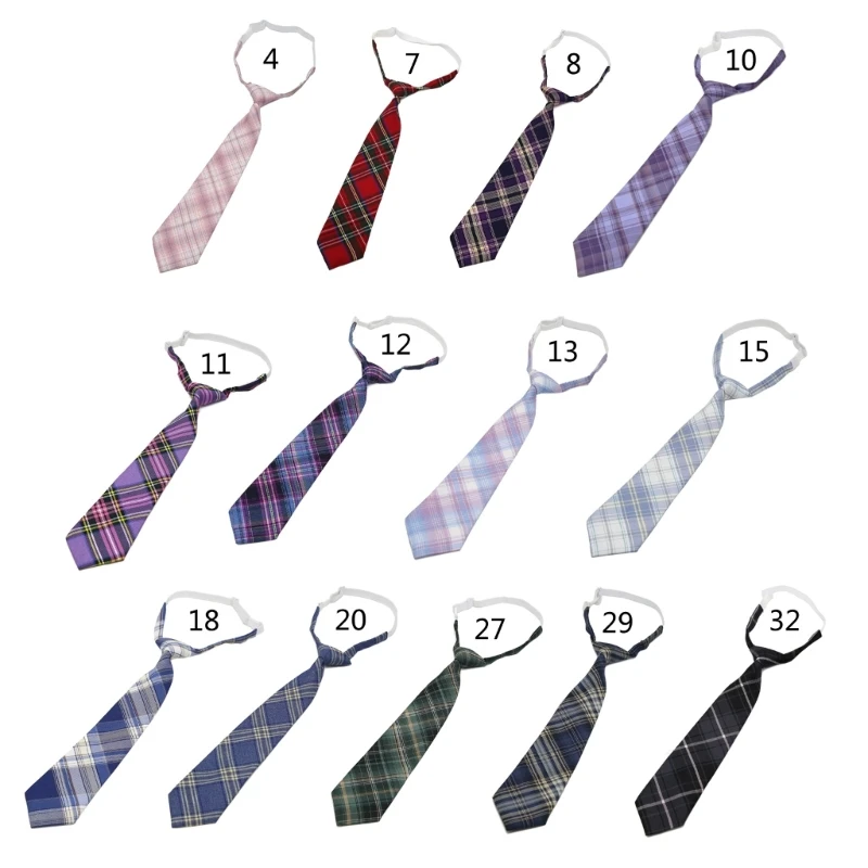 Women Plaid JK Neck Tie Japanese Style Necktie Cute Plaid Uniform School Neckties Graduation Wedding Cosplay Accessories