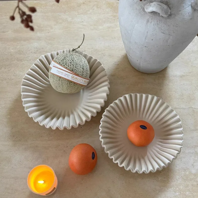Wave Ceramic Fruit Plate Storage Ornaments Home Livingroom Coffee Table Snack Dim Sum Desktop Small Item Storage Tray Decoration
