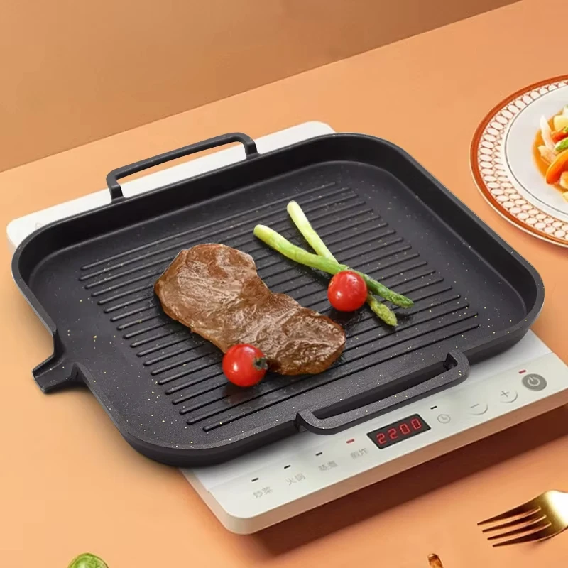 الكورية التعريفي طباخ لوحة الشواء الحجر الطبي دخاني غير عصا المنزلية الفحم الغاز الشواء لوحة الحديد شواء شريحة لحم عموم #1