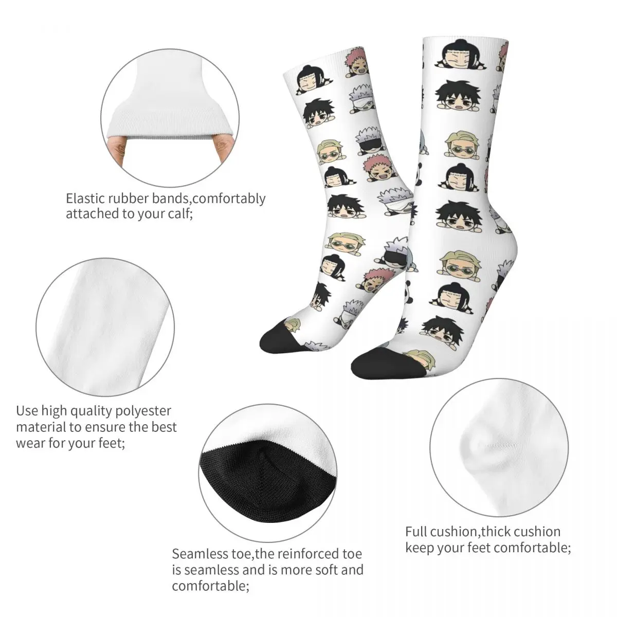 Winter Warm Colorful Women Men JJk Manga Jujutsu Kaisen Socks Japanese Anime Non-slip Middle Tube Socks