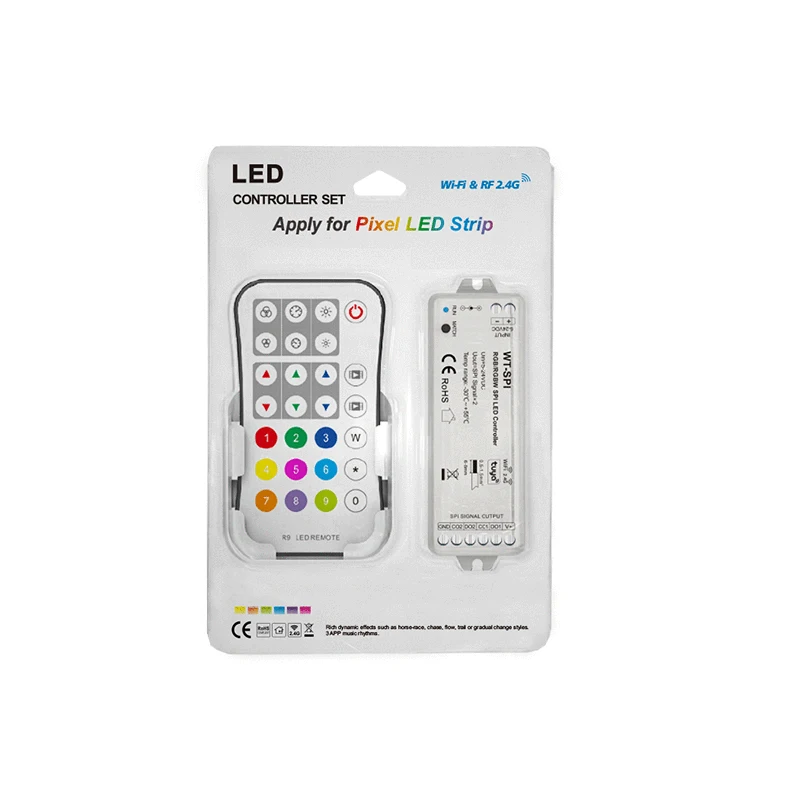 Tuya Wifi LED Controller For SPI RGB LED Strip Light DC 12V-24V RF2.4G APP Control