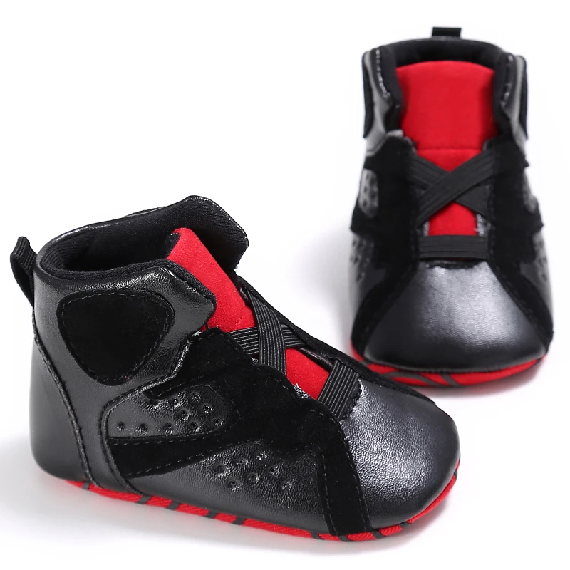 Spring and Autumn Fashion Trend Boys High Top Basketball Shoes Casual Anti slip Sports Shoes First Step Shoes for 0-1 Years Old