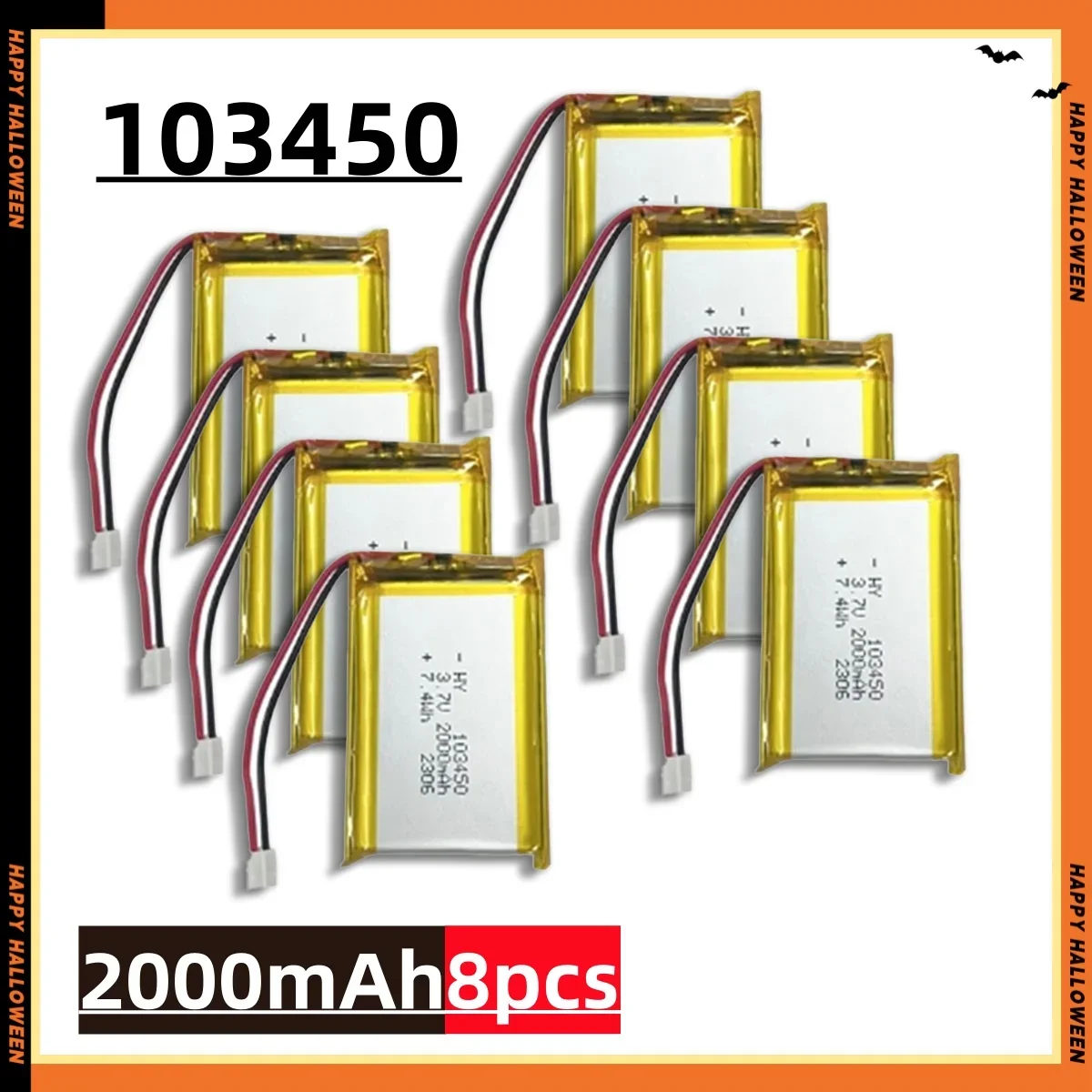 103450   3.7V 2000mAh Polymeer Lithium Oplaadbare Batterij Jst PH 2.0mm 2pin Plug voor Camera GPS Navigator MP5 Bluetooth headset