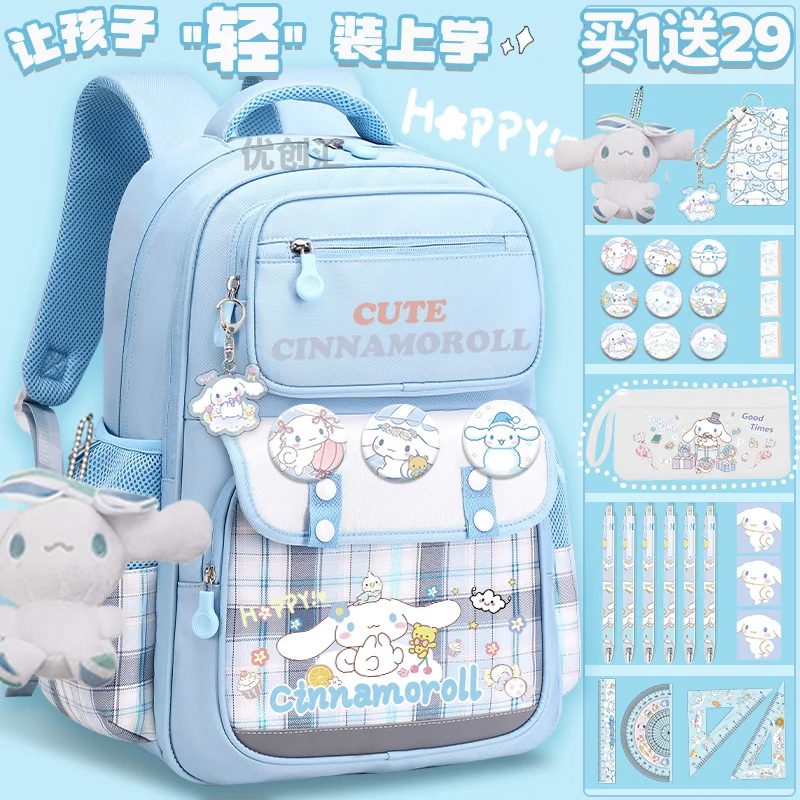 

Sanrio student backpack for girls 2025 new model 3-6 grade Cinnamoroll cute backpack large capacity back to school shoulder bag