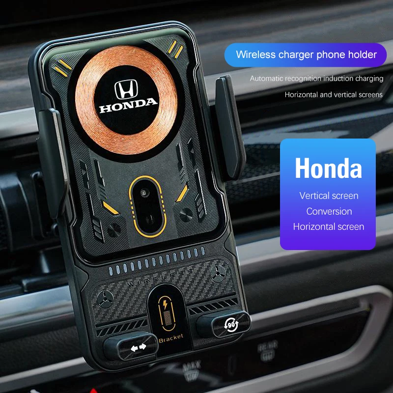 

Car Phone Holder Wireless Charger Phone Bracket Accessories For Honda Civic Accord Fit Jazz Pilot CRV Odyssey Passport City HRV