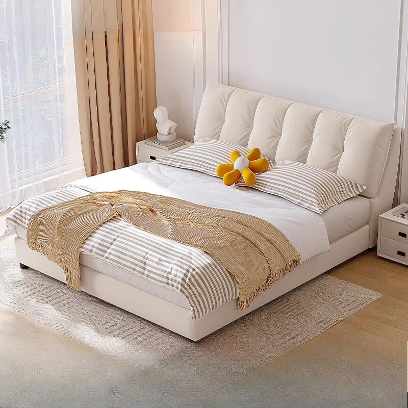

Headboard Upholstered Bed Aesthetic Leg Support Minimalist Children Bed Modern Minimalist Camas De Dormitorio Bedroom Furniture