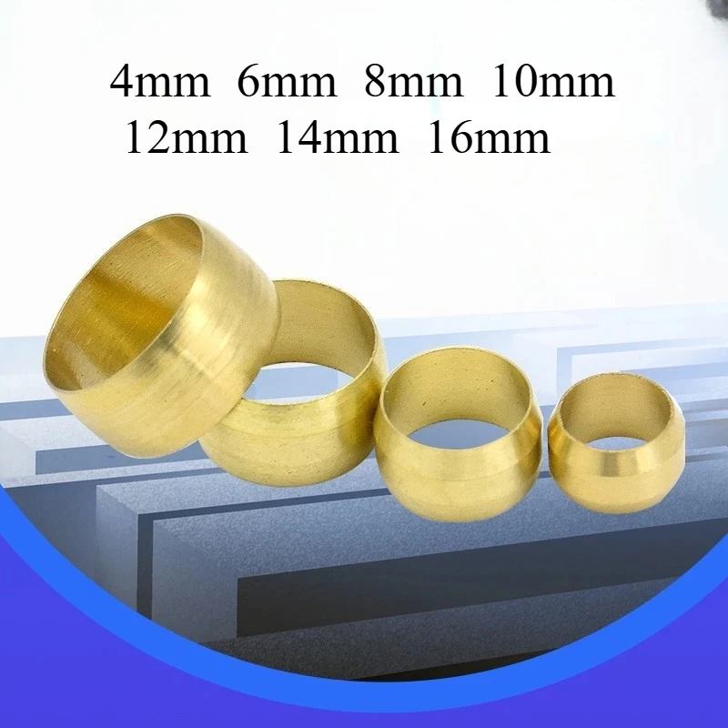 Brass Double Taper Ferrule 4 6 8 10 12 14 16mm OD Compression Sleeve Seal Ring Fittings Tube Centralized Lubrication System