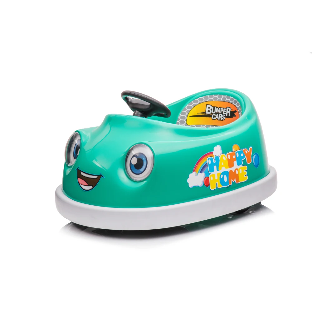 Bumper Car for Kids, 12v Dual Drive 1-6 Years Old Children's Electric Car with Pushrod Dinner Plate USB BT Music Rocking Horse