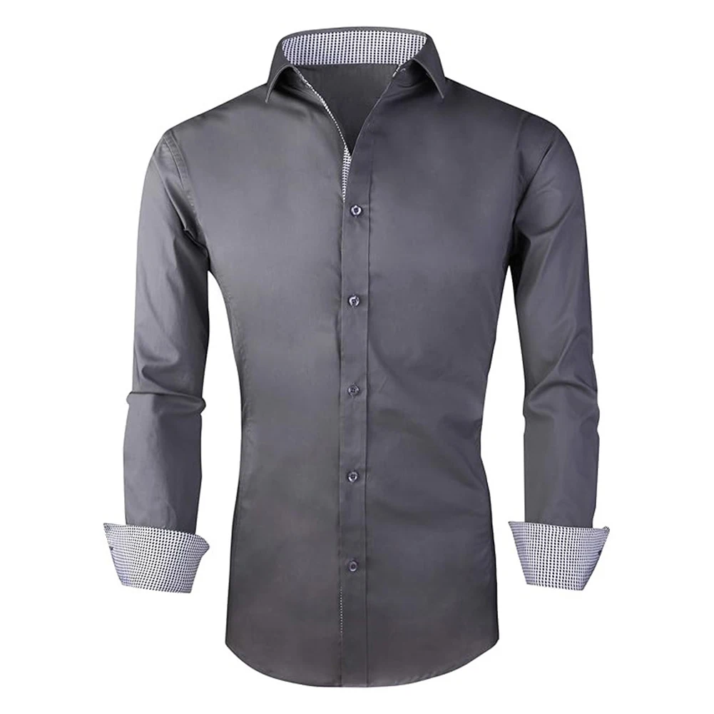 Fashion Hot Sale New Stylish Comfortable Mens Shirts Lapel Long Sleeve M-2XL Party Business Button Down Causal