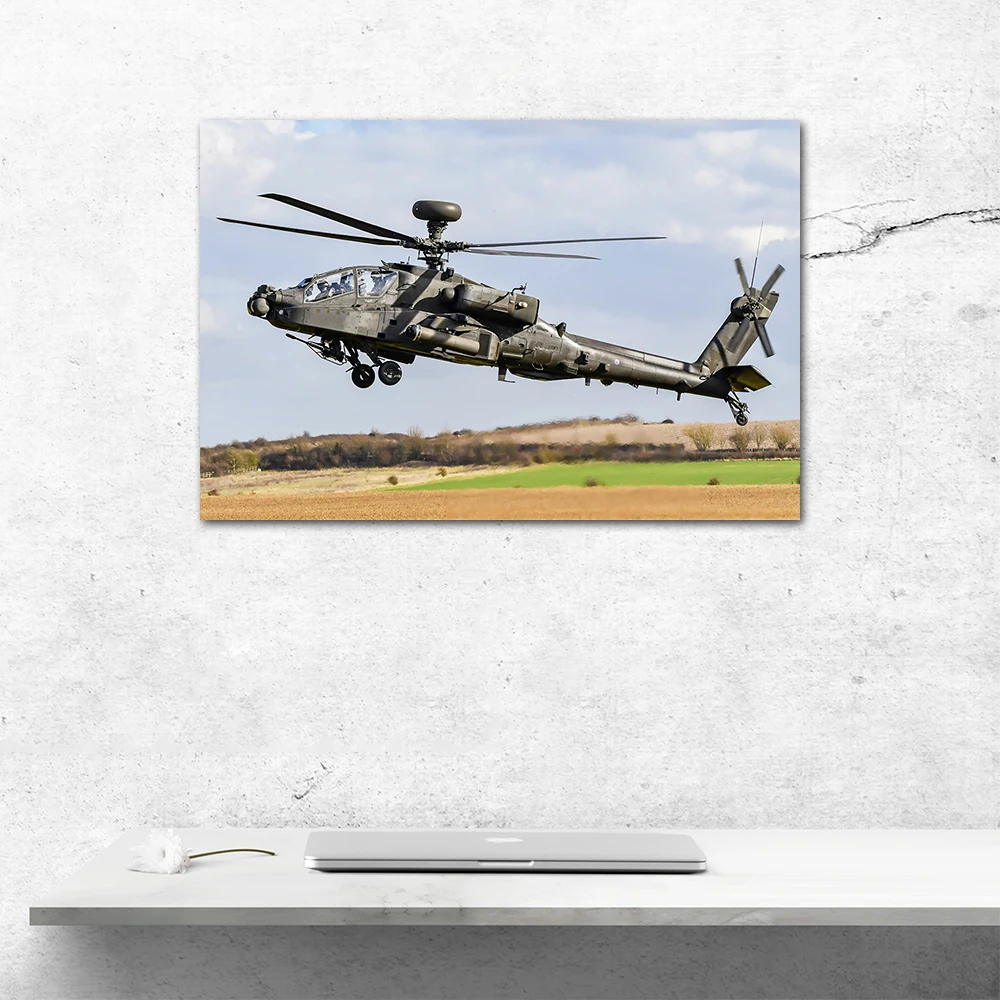 AH-64 Apache Attack Helicopter Poster Aircraft Picture Canvas Print Painting Wall Art For Home Room Decor
