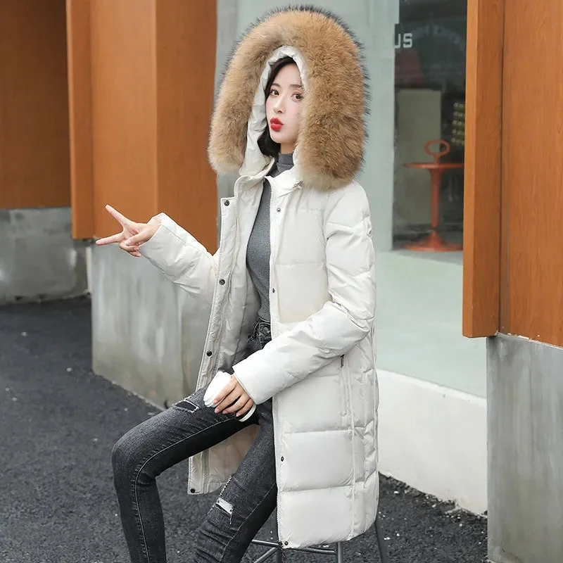 

Fashion Coats Winter Jacket Women Parka New 2025 Hooded Long Female Coat Solid Color Windproof Outwear Parka