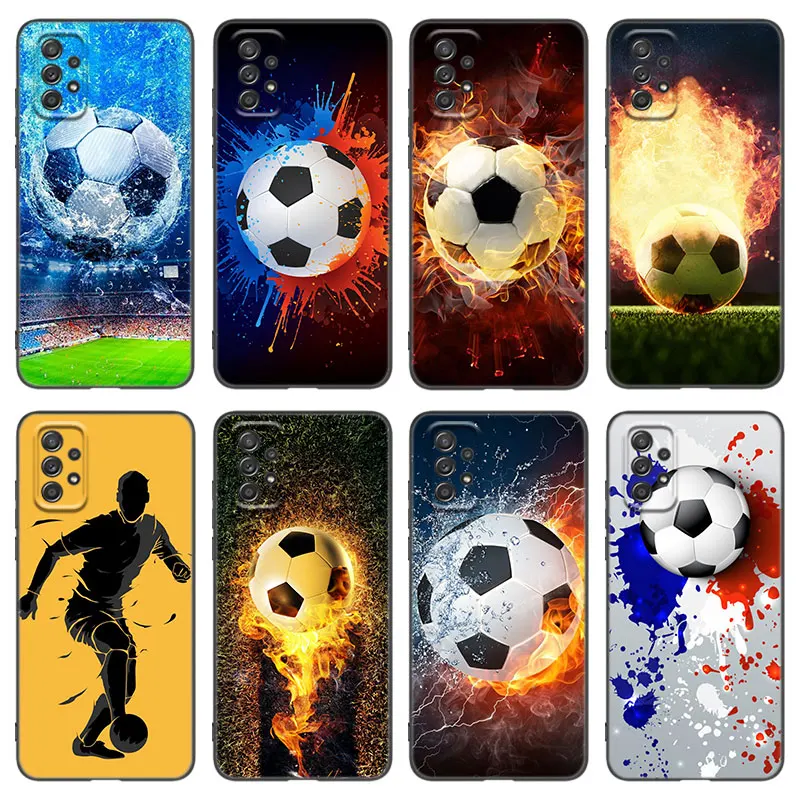 Fire Football Soccer Ball Phone Case For Samsung A21 A30 A50 A52 S A13 A22 A32 4G A33 A53 A73 5G A12 A23 A31 A51 A70 A71 A72