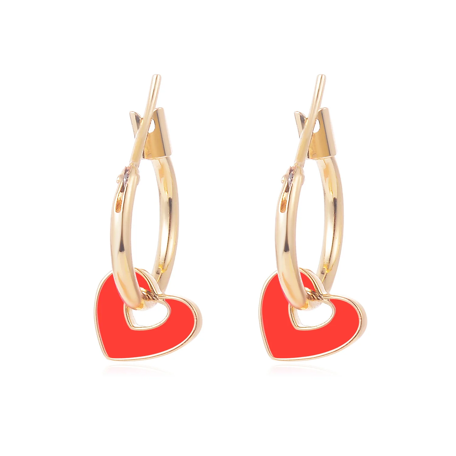 New Sweet Love Heart Drop Earrings for Women Girls Round Circle Korean Fashion Statement Wedding Jewelry