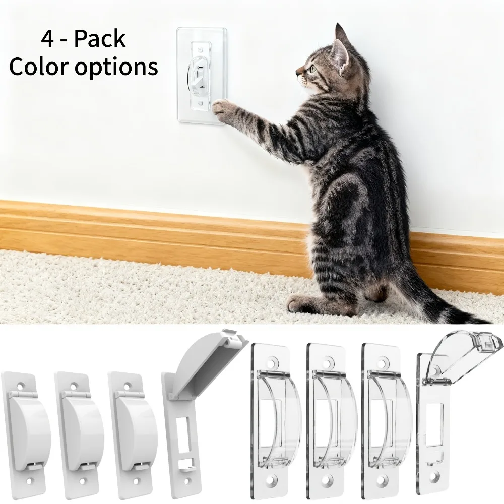 4-Pack Toggle Switch Guard Covers Transparent White Safety Lock for Light Switches Prevent Accidental Operation By Pets Kids