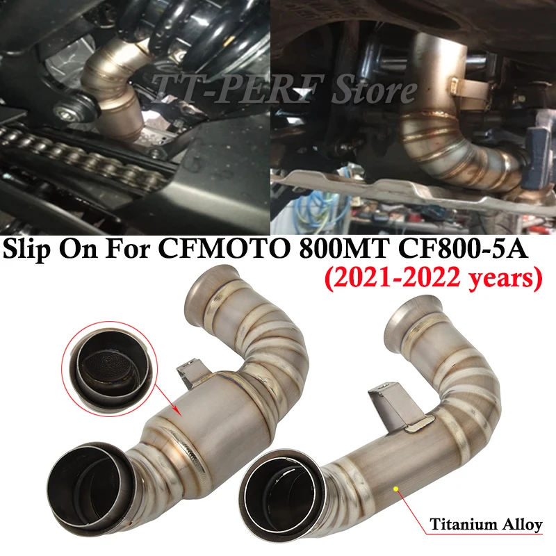 Titanium Alloy Slip On For CFMOTO 800MT CF 800-5A 800 MT 2021 2022 Motorcycle Exhaust Escape Systems Middle Link Pipe Muffler