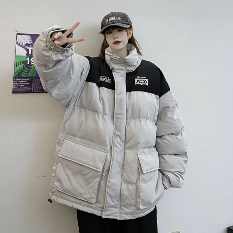 Autumn Winter Loose Jacket Short Coat Women Overcoat Solid Cotton-padded Clothes Female Parka Outerwear