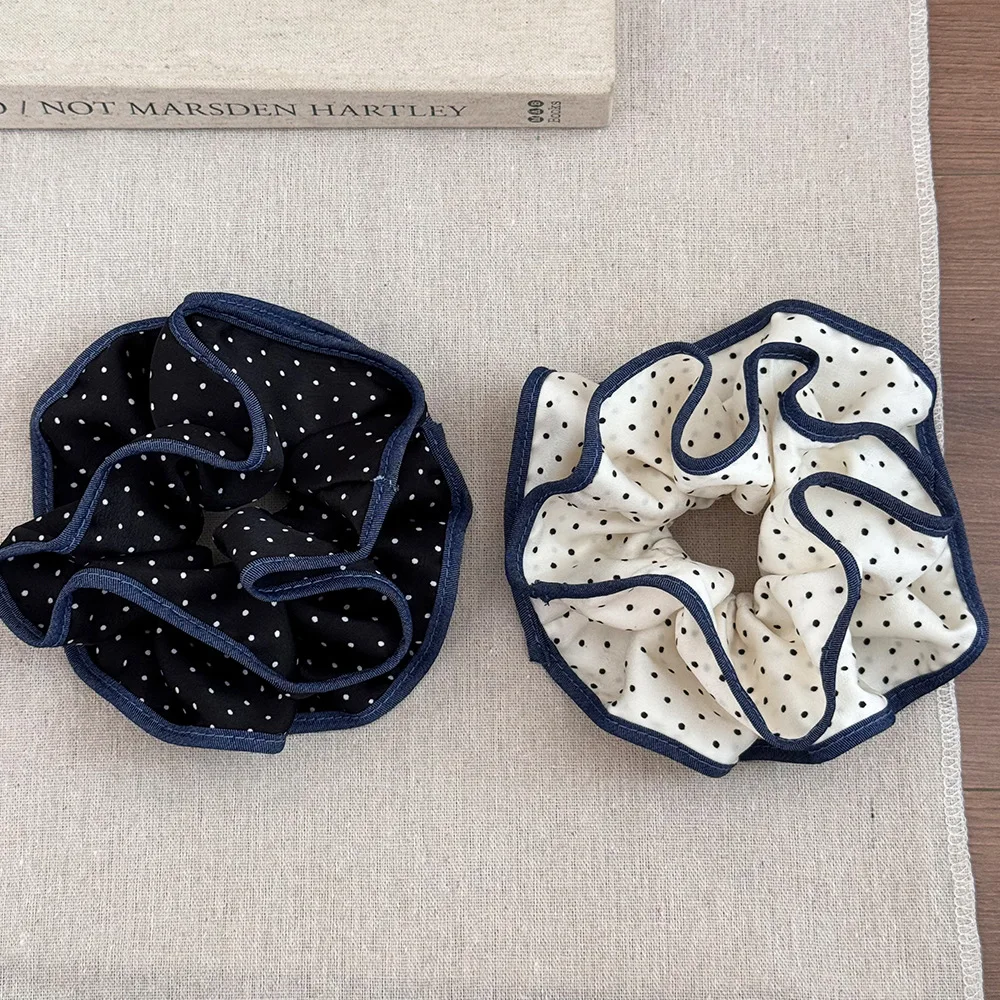 

Корейская милая большая повязка для волос в горошек, хвост, веревка, аксессуары, галстук, эластичная резинка для волос, ведущая мода, подарок KPOP, новый головной убор 2025 года