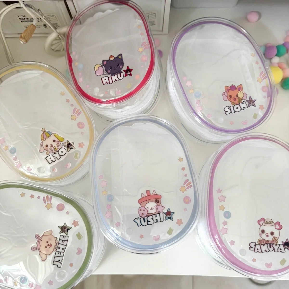 동물 크리에이티브 소형 가방 인형 장식 가방 13.5*10.5*5cm 만화 귀여운 PVC 보관 가방 정리함 시온 리쿠 유시 재희 라오 사쿠야 케이팝