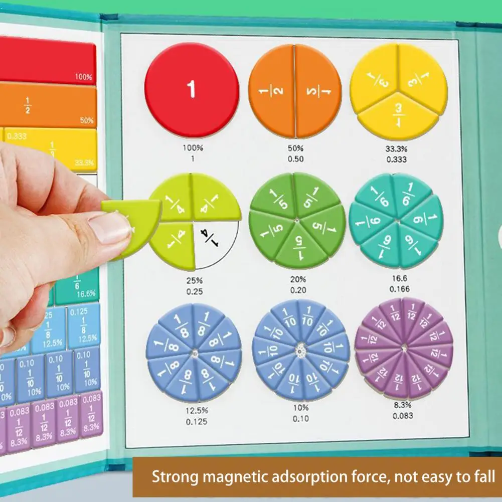 Magnetic Fraction Tiles Circles Children Fraction Learning Set Educational Math Manipulatives Set with Magnetic for Elementary