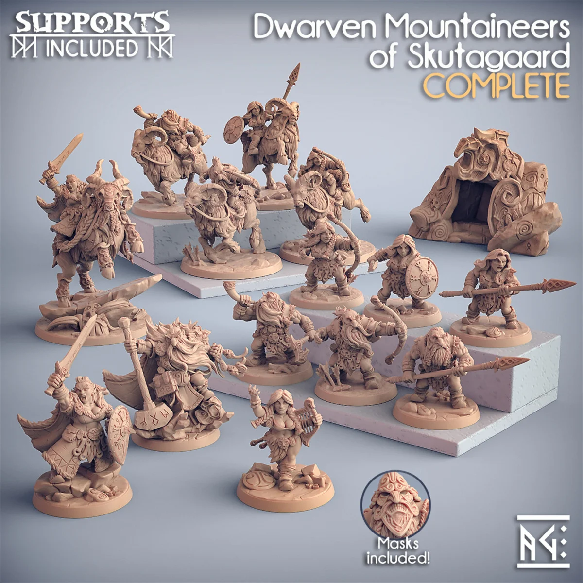 

Mountain Dwarf Ram Knight Dragon and Dungeon DND Running Team Board Game Chess Model