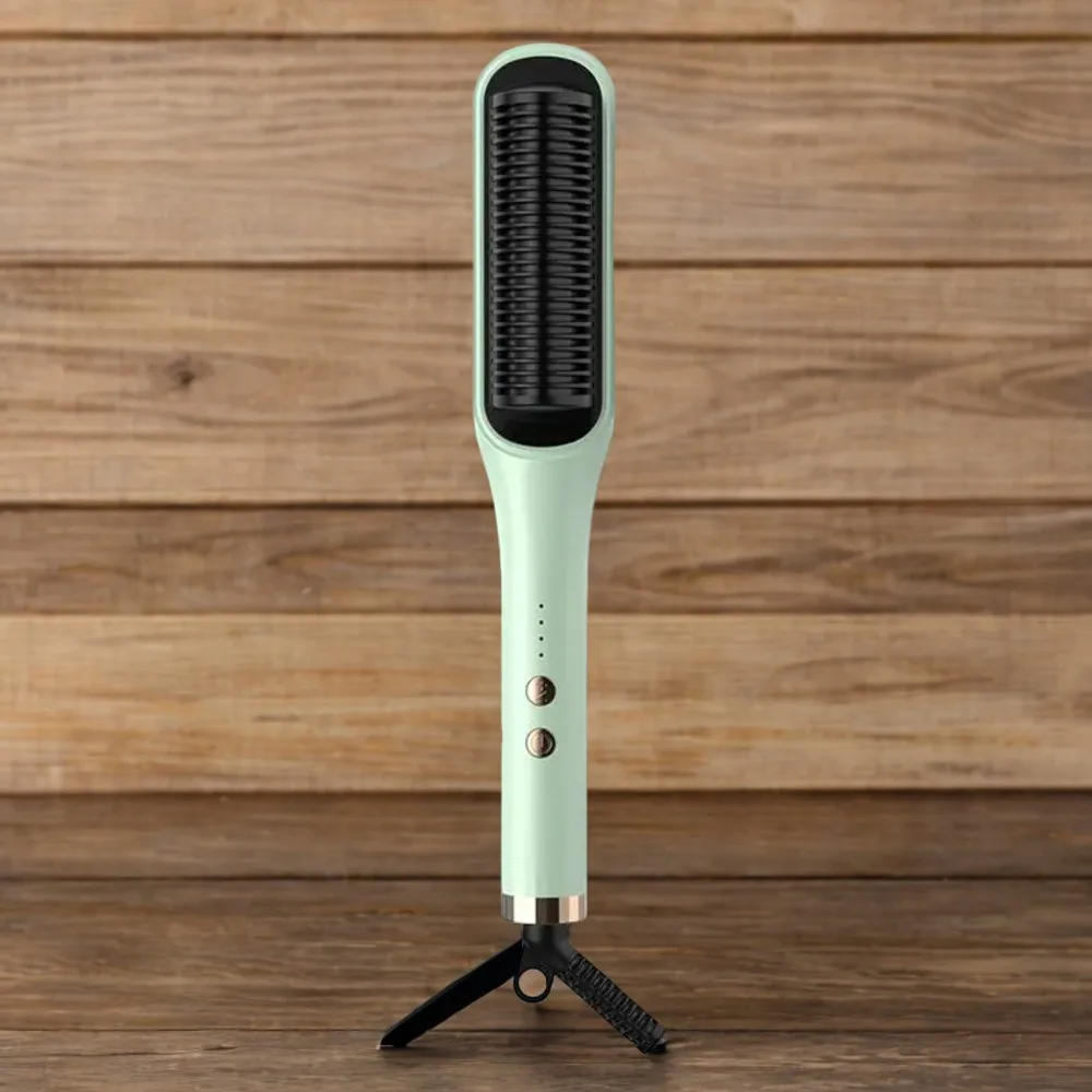 Quick-Heating Hair Brush and Straightener for Smooth, Silky Hair - Anti-Scald and Auto Power-Off Features, Ideal for Frizz-Free