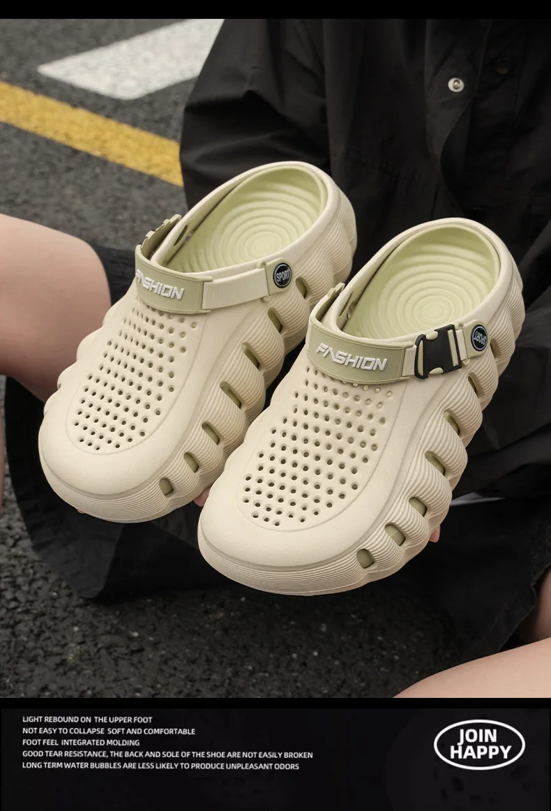 2026 Neue Herren-Lochschuhe, Rutschfeste EVA-Hausschuhe mit Weicher Sohle, Zweifach Tragbar, Coole Slipper, Atmungsaktive Sommer-Outdoor-Strandschuhe – Detail 14