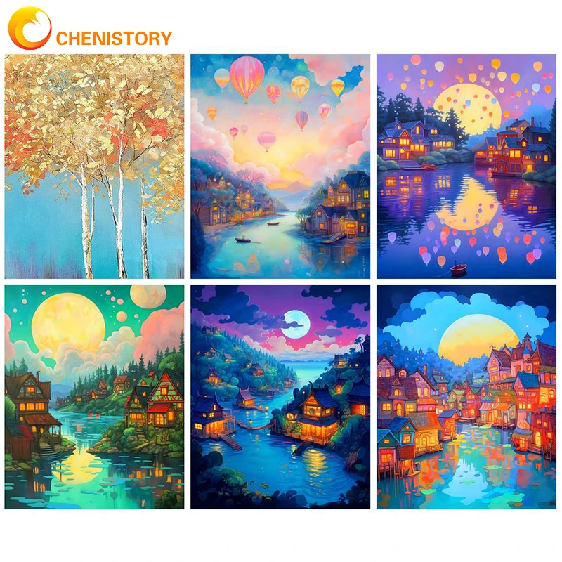 

CHENISTORY Acrylic Paint By Numbers Abstract Handmade Picture Paint DIY Coloring By Numbers For Home Wall Art Decor Gift