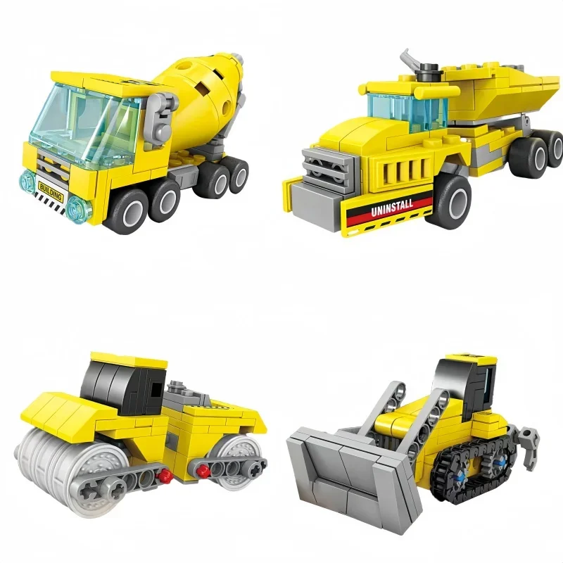 

8 In 1 Mixer Forklift Bulldozer Excavator Construction Vehicles Building Blocks Toys–Easy Assembly,Boys' Favorite,Holiday Gifts