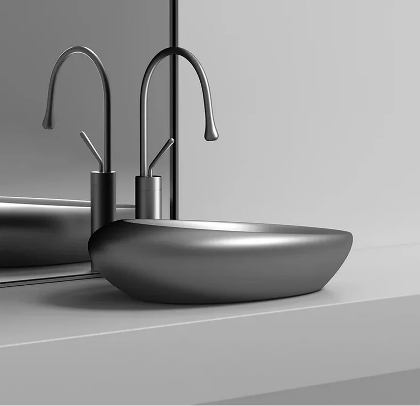 

Modern creative ceramic oval countertop basin, home balcony bathroom washbasin GN526AD
