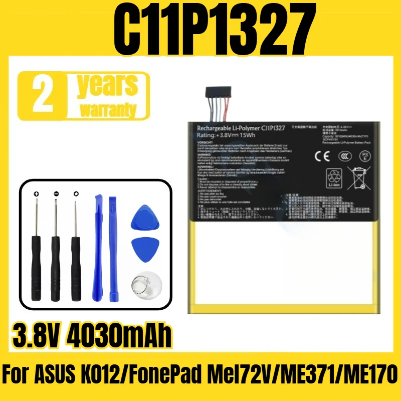 C11P1327 tablet battery, suitable for ASUS K012/FonePad Mel72V/ME371/ME170 battery large capacity, free tool 3.8V 4030mAh