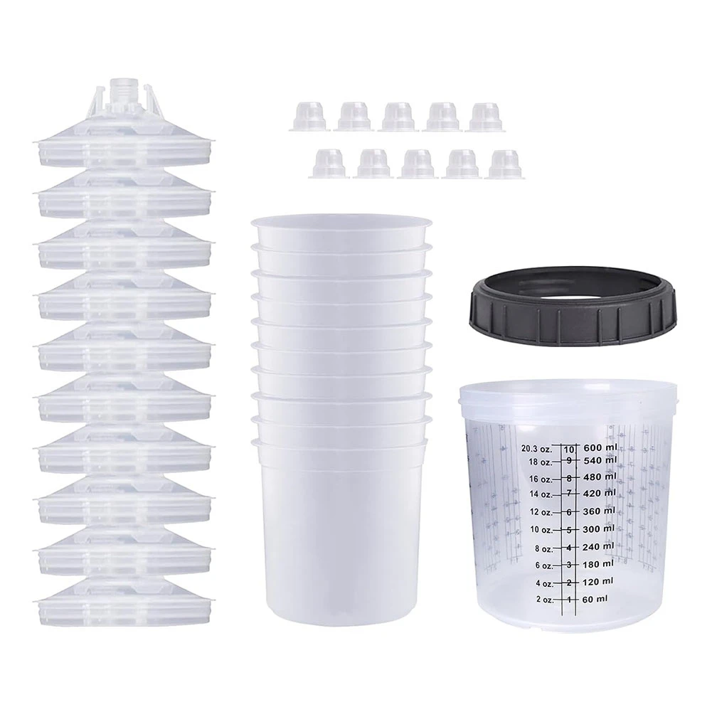 DT75BG 1set Sprayer Paint Tank Spraying Mixing Cup 600ml Disposable Measuring Cup Type H/O Quick Cup
