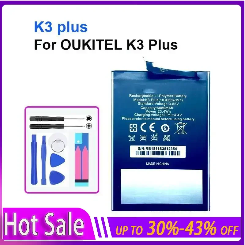 

K3 Plus 6080mAh Replacemeny Battery for OUKITEL K3 Plus Mobile Phone Portable Batteries Warranty + Track Code