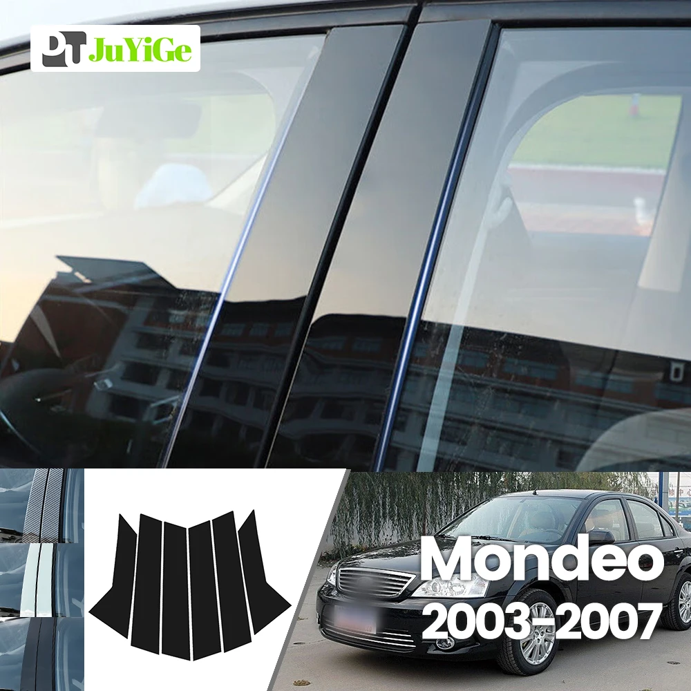 

Для Ford Mondeo 2003-2007 2004 2005 2006 яркий черный углеродное волокно Окно Дверь B C наклейка