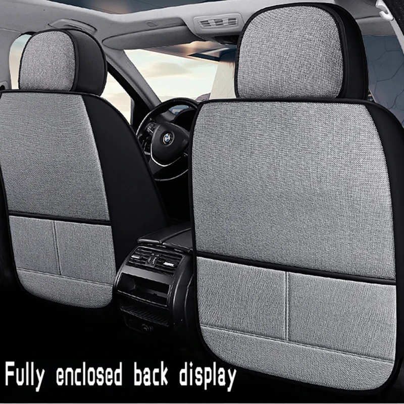 Linen waist-fixing car front two-seat seat covers, suitable for all seasons, classic color matching, suitable for most car model
