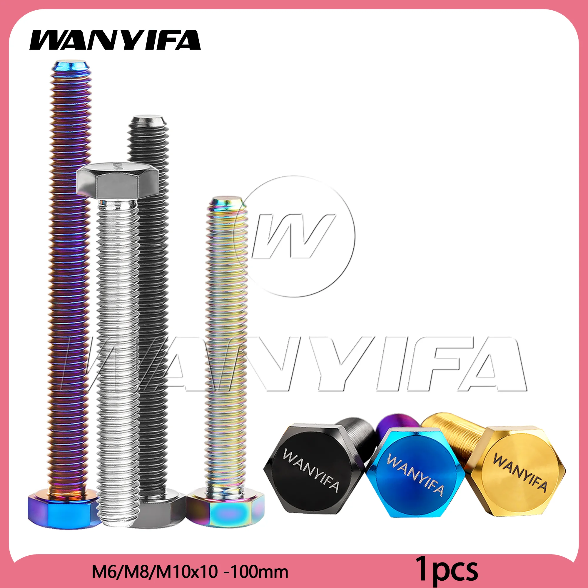 Wanyifa  Titanium Bolt M6/M8/M10x10 -100mm DIN933 External Hexagon Head Full Threaded Screw for Motorcycle