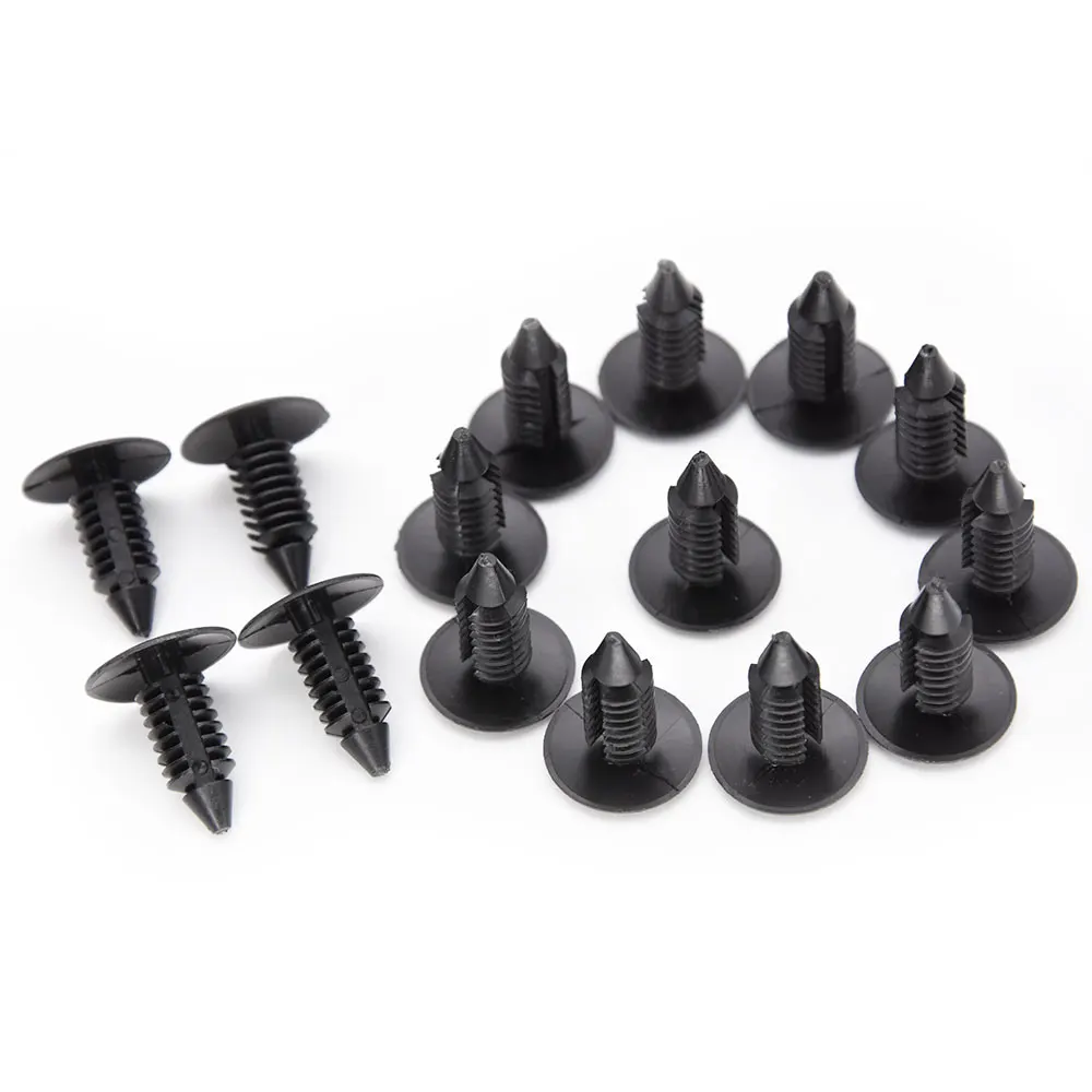 50PCS Auto Fastener 8mm Hole Nylon Clips For Car Fender Bumper Shield Retainer Plastic Rivet For Universal Car Automobile Snap