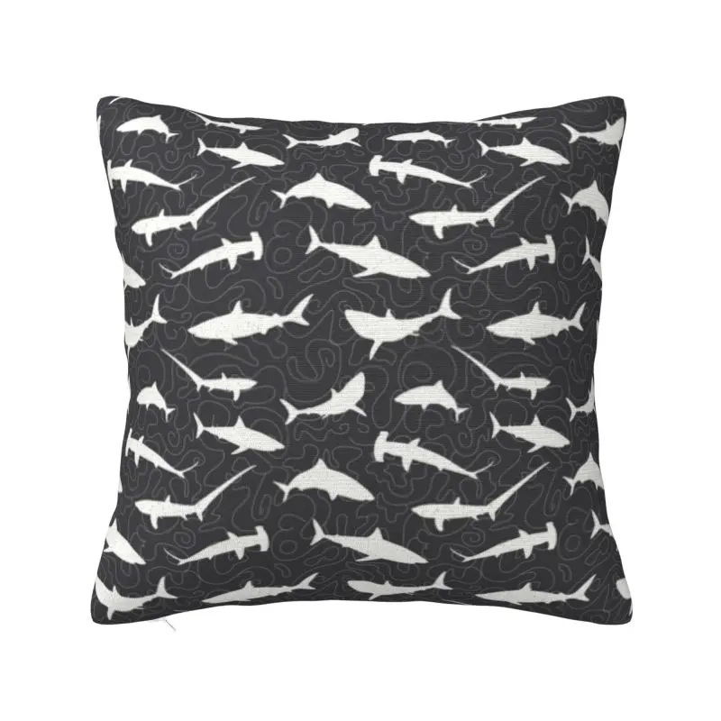 Shark Frenzy Cushion Cover 45x45 cm Polyester Velvet Animal Throw Pillow Case For Sofa Car Seat Decoration Bedding Pillowslip