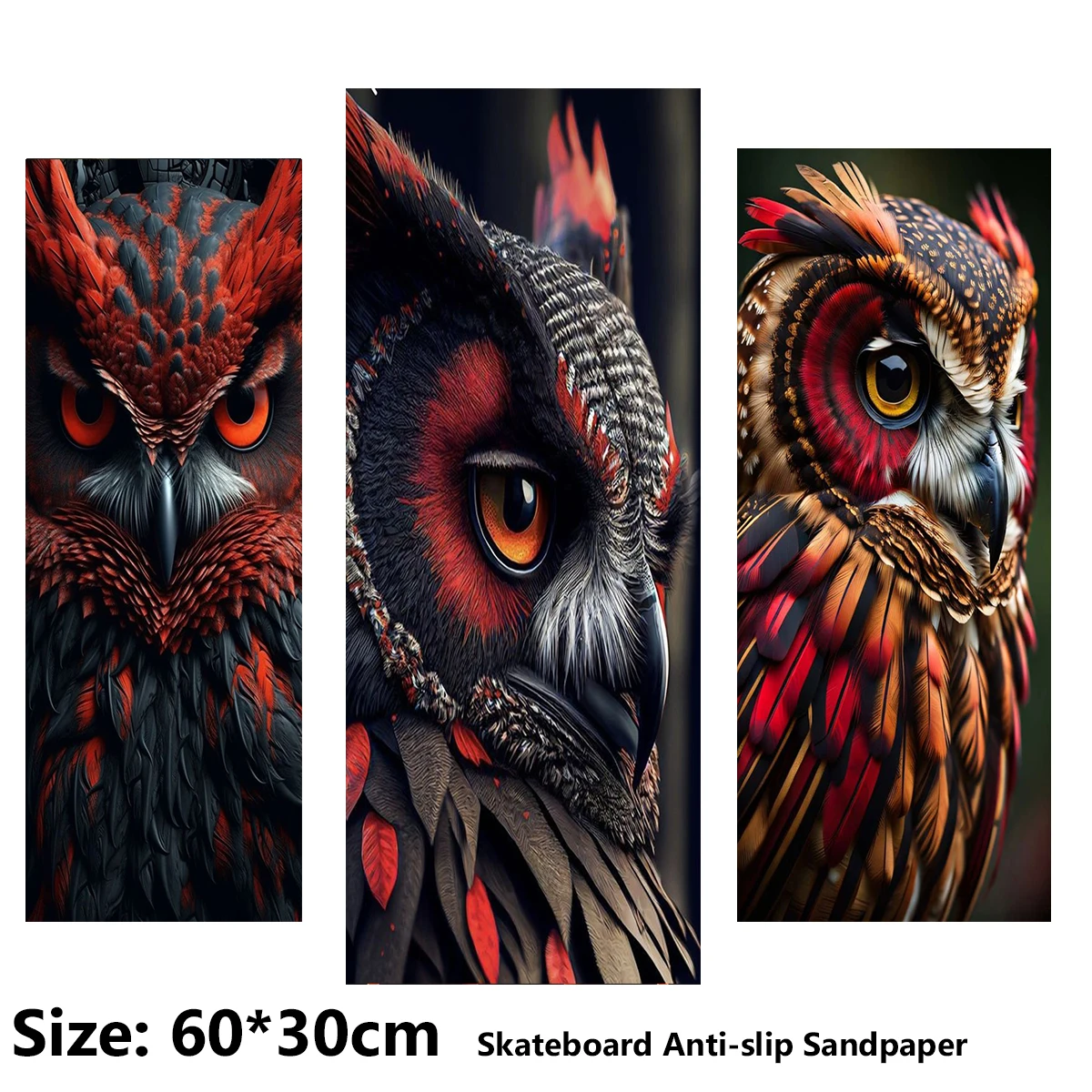 Red Eyes, Sharp Eagle Eyes Pattern Electric Scooter Anti-slip Sticker Sandpaper Skateboard Grip Tape Sheet 60*30cm