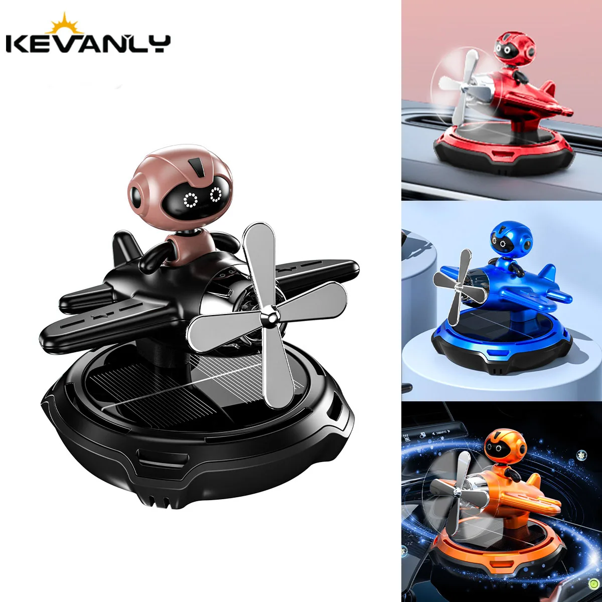 

Rotating Airplane Solar Powered Car Air Freshener Cute Animals Perfume Ornament Interior Decoration Solid Aromatherapy