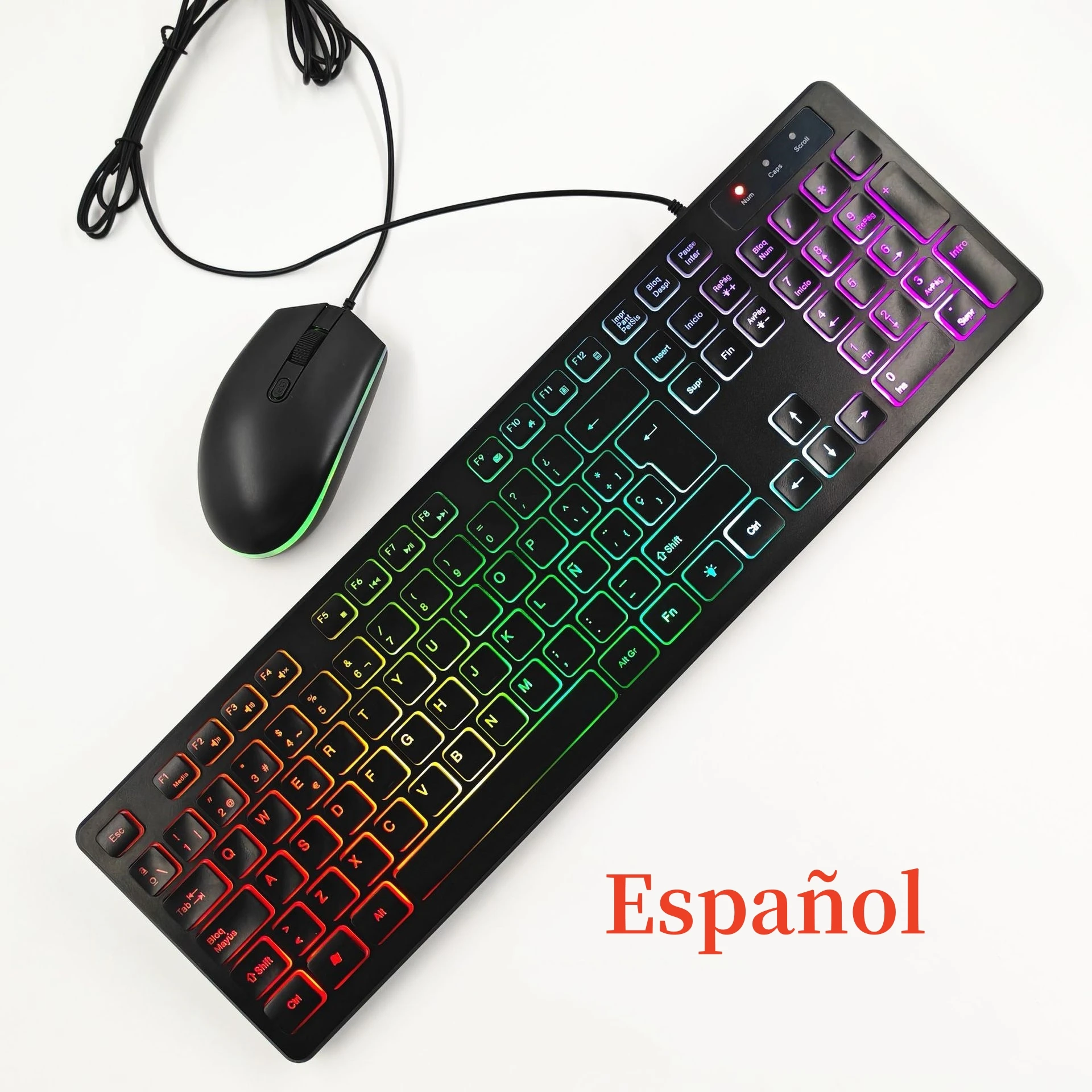 Arabic Keyboard Russian Spanish French Azerty German Keyboard Mouse 100% Layout Backlight Translucent Keycap W66 ISO Layout 105