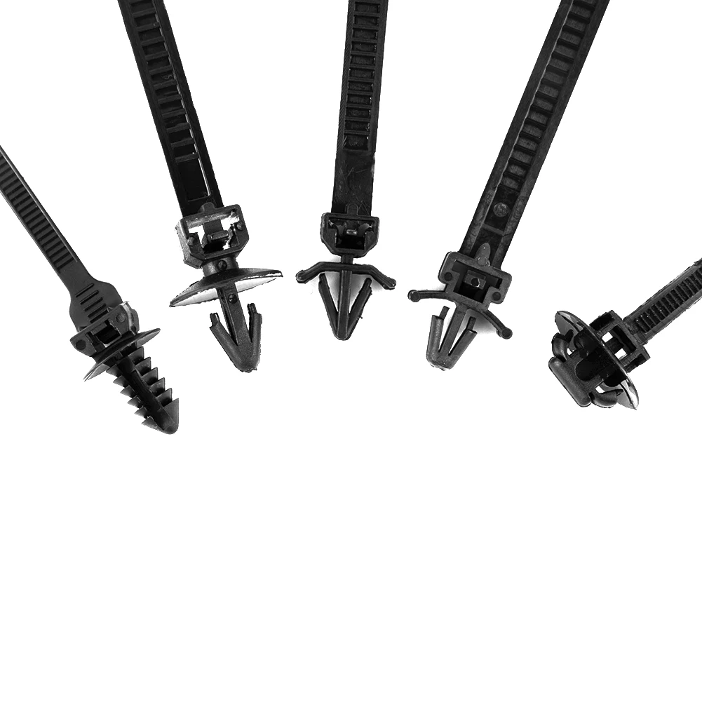 Black Fastener Strap Clip Mixed Cable Tie Car Accessories Bundled Wire Bands Car Clips Replacement 5 Optional Sizes