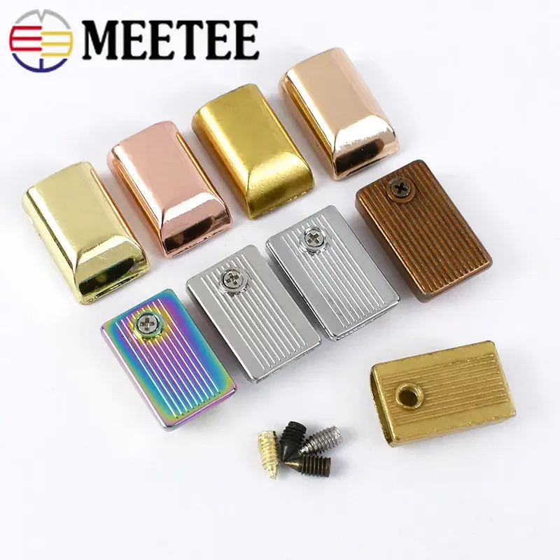 Meetee 10/20/50Pcs Metal Zipper Tail Clip Buckles Rope End Screws Stopper Hook Cord Lock Clasp Bag Decoration Buckle Accessories